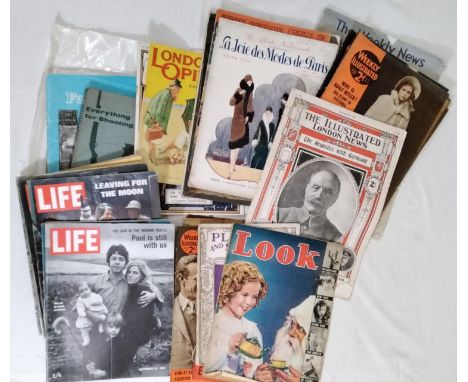 A good collection of vintage magazines to include Life, London Opinion, Weekly Illustrated, etc, together with three country 