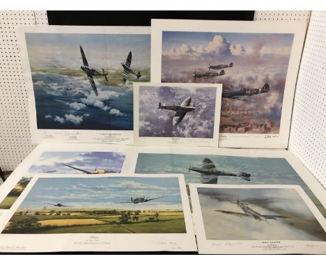 Collection of aviation prints: Ron Belling - two limited edition prints 'Winged Victory', multiple signatures including the a