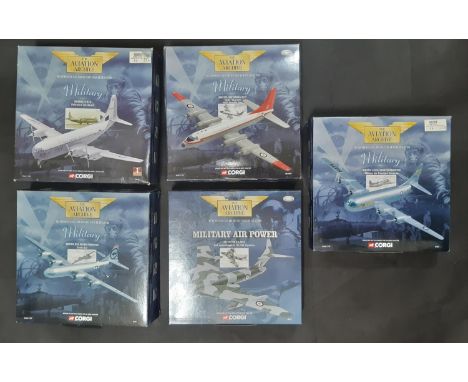 5 boxed aircraft from Corgi Aviation Archive 'Military Air Power' series including HP Victor SR Mk2 48703, Boeing c-97A Strat