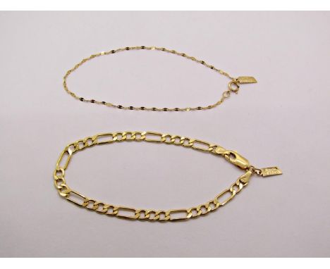 Two 14k chain bracelets by Loren Stewart, 3.6g total 