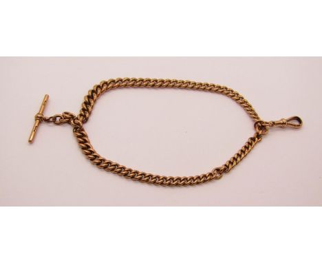 9ct Albert chain with T-bar, maker 'W.H.A', 44.7g 