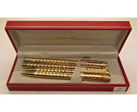 Sheaffer Fasion 270 gold plated fountain, rollerball and ballpoint pens and pencil set, boxed 