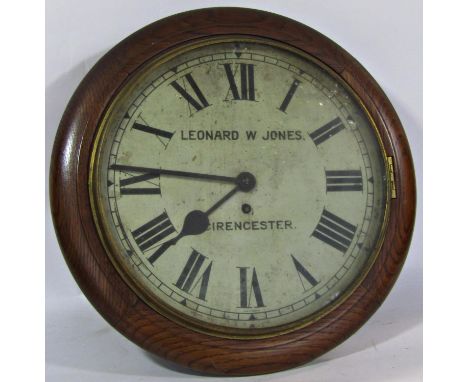 Late 19th century dial clock with eight day timepiece - Leonard Jones, Cirencester, the dial 30cm together with a drop dial c