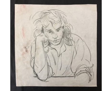 Robert Oscar Lenkiewicz (1941-2002) - Portrait pencil study on paper, 'From the Studio R.O. Lenkiewicz Dec'd' blindstamp lowe