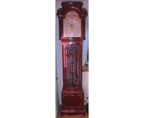 A fine quality mahogany longcase clock c.1890, the case with glazed panel door and astragal detail, the trunk with reeded and