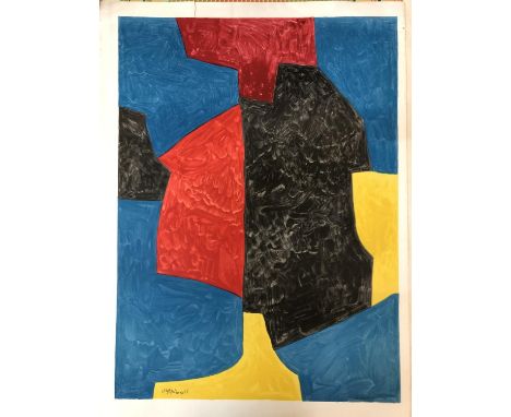After Serge Poliakoff (1900-1969) - Composition Red, Blue, Yellow and Black', lithograph in colours, printed by Charles Sorli