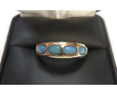 9ct yellow gold 5 opal modernist ringApprox 2.2 grams gross,                 size N  