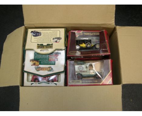 Box of (28) unused boxed vintage cars and vans, Days gone by etc  All are unused and in origianl boxes