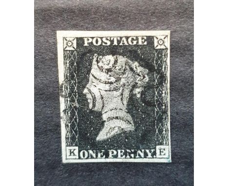 QV penny black (K-E), plate 5 with 4 good margins with good clear complete black Maltese Cross Cancellation  Good with full, 