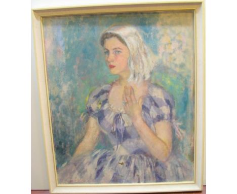 Margaret Ross Hislop (1894-1972) oil on canvas portrait of a fashionable lady, signed and framed76 x 64cm  Some paint-loss to