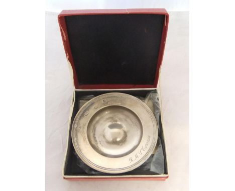 Cunard, R.M.J Caronia, boxed vintage Armada presentation dish, compete with original papers 12 cm in diameter, 120 grams