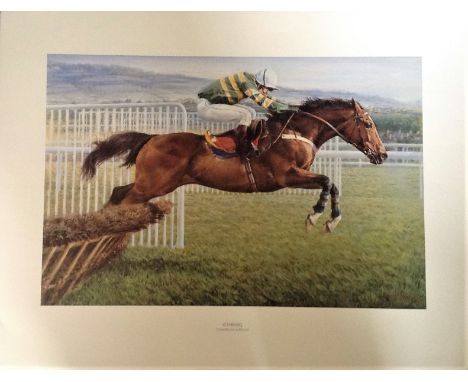 Horse Racing 23x30 approx titled Istabraq Champion Hurdler by the artist Susan Crawford. Istabraq (born 23 May 1992) is a ret