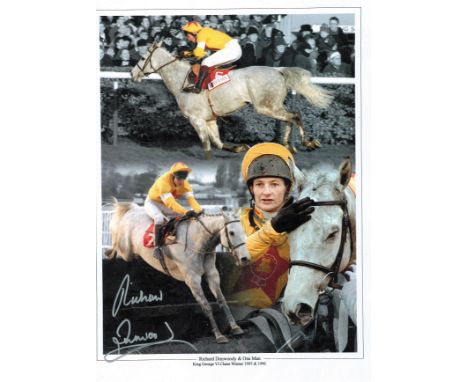 Horse Racing Richard Dunwoody signed 16x12 montage print picturing Dunwoody and One Man winning the King George VI Chase in 1