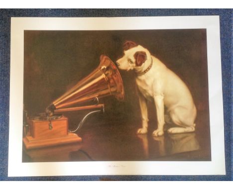 His Masters Voice print approx 32x25 by the artist Francis Barraud. Good Condition. We combine postage on multiple winning lo