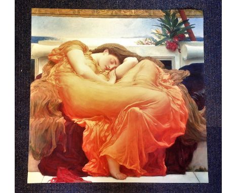Flaming June print 25x25 approx by the artist Sir Frederic Leighton. Flaming June is a painting by Sir Frederic Leighton, pro