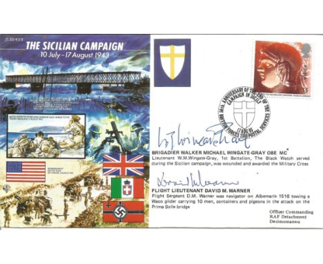 The Sicilian Campaign official double signed Royal Air Force cover JS/50/43/8. Signed by Brigadier Walker Michael Wingate-Gra