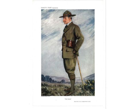 Baden Powell Boy Scouts Vanity Fair print. Dated 19. 04. 1911. Good Condition. We combine postage on multiple winning lots an