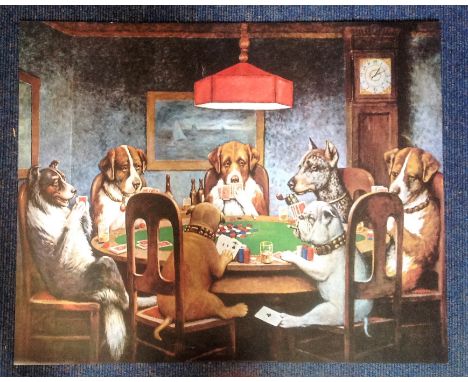 Dogs Playing Poker print approx 30x24 by the Coolinge. Good Condition. We combine postage on multiple winning lots and can sh