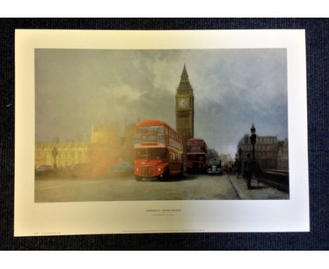 London print 16x28 titled Westminster 66 London's Red Buses by the artist David Shepherd . Good Condition. We combine postage