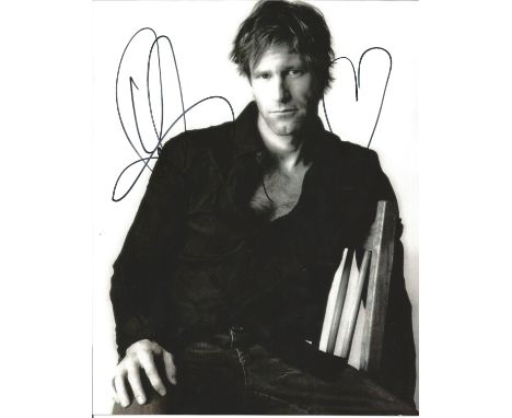 Aaron Eckhart signed 10 x 8 b/w Photoshoot Portrait Photo, from in person collection autographed at BBC Radio London 2016. Go