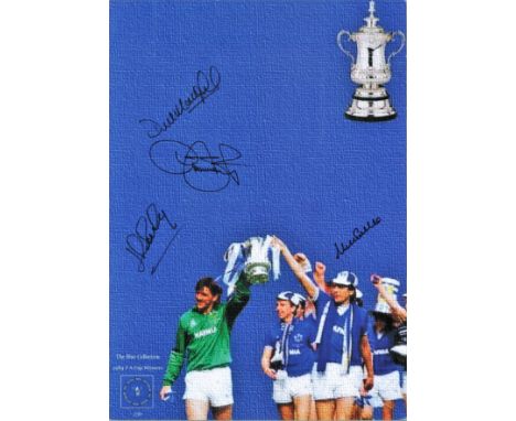 Football Everton 1984 FA Cup winners multi signed 16x12 colour print signed by Derek Mountfield , Graeme Sharp , Jon Bailey a