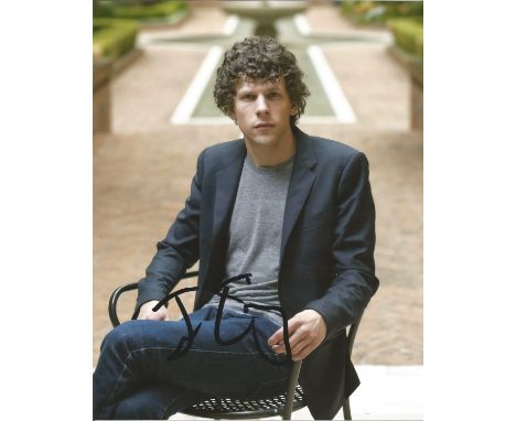 Jesse Eisenberg signed 10 x 8 colour Photoshoot Portrait Photo, from in person collection autographed at. Good Condition. All
