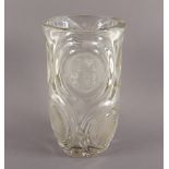 große Vase, Glas, Kubicek, Glasfachschule Eisenbrod, um 1945