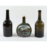 drei antike Flaschen, Glas, deutsch, 19.Jh.