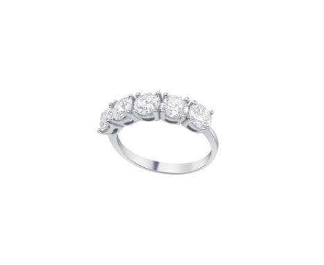 A Five-stone Round Diamond 18KT White Gold half-eternity ring with array of five H-SI1 diamonds round cut with a total diamon