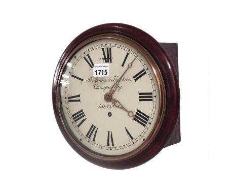Mahogany single fusee 8" wall dial clock signed Parkinson & Frodsham, Change Alley, London, with slow/fast lever at twelve o'