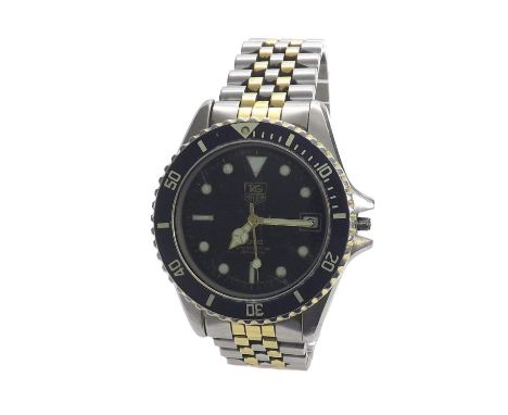 Tag Heuer 1000 Professional 200 Metres vintage two tone diver's bracelet watch, ref. 980.020L, quartz, 40mm (lacking crown)  
