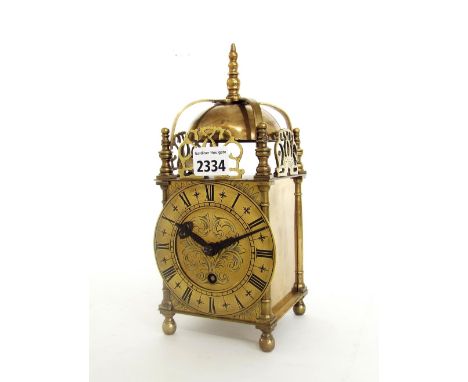 Smiths Empire brass lantern clock, 10" high