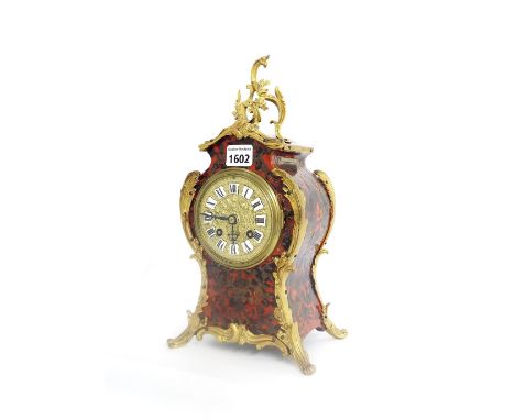 French boulle two train balloon mantel clock, the movement back plate inscribed F. Martin & Co 151, Regent Street, London W, 