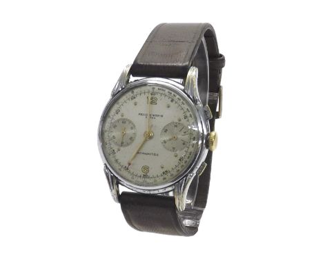 Mulco Swiss 1940s vintage chronograph stainless steel gentleman's wristwatch, the dial branded 'Philippe Watch Extra', with A