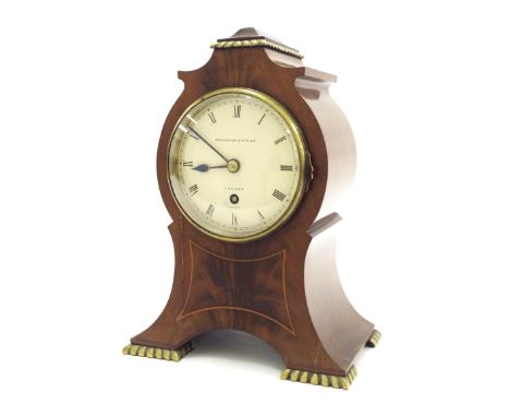 Good English mahogany single fusee mantel clock signed Brockbank & Atkins, London, no. 12553 on the back plate and on the 4" 