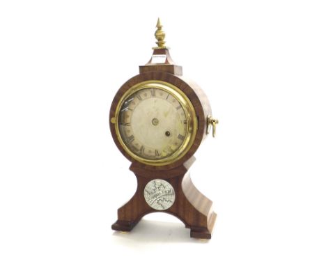 Contemporary mahogany single fusee balloon mantel clock, the movement signed Steiner on the back plate, the 6" silvered dial 