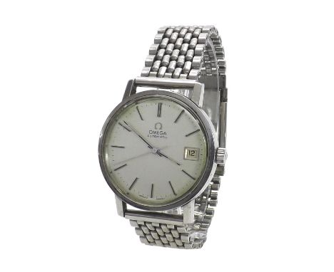 Omega automatic stainless steel gentleman's bracelet watch, circa 1978, circular silvered dial with baton markers, sweep cent