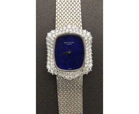 (3 543454-2-A) Fine Patek Philippe 18ct white gold and diamond lady's bracelet watch, case ref. 4296 1, no. 2731710, lapis la