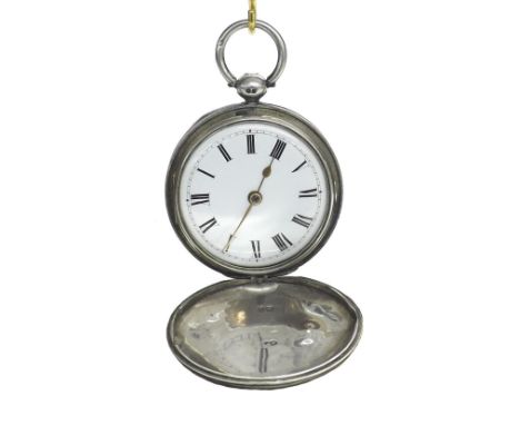 Silver verge hunter pocket watch, London 1831, the fusee movement signed Anth Rivolta, London, no. 7518, the pierced and foli