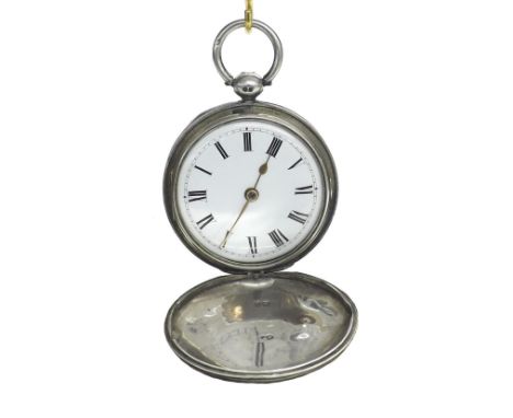 Silver verge hunter pocket watch, London 1831, the fusee movement signed Anth Rivolta, London, no. 7518, the pierced and foli