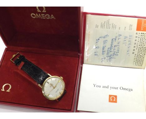 Omega Seamaster De Ville automatic 9ct gentleman's wristwatch, circa 1968, attractive machined textured silver dial with appl