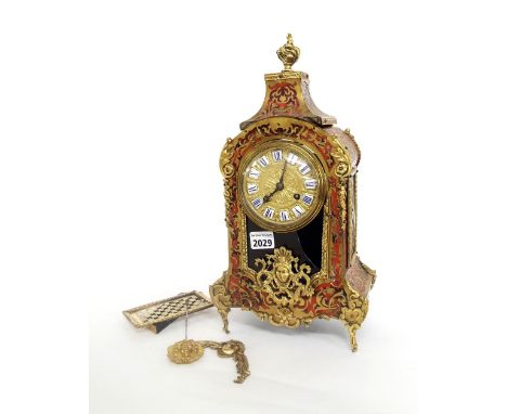Bulle two train mantel clock in need of restoration, the S. Marti movement with outside countwheel striking on a bell, the 3.