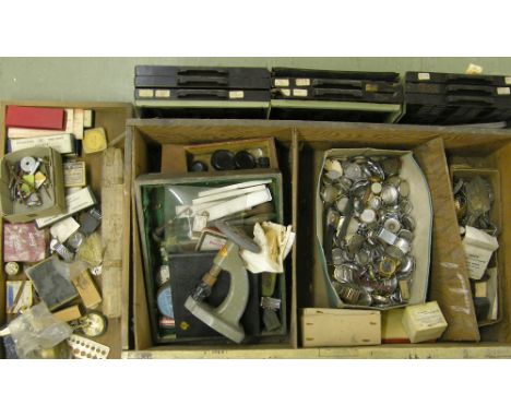 Quantity of assorted watchmaker's tools and accessories including a Robur glassing tool, wristwatch cases etc