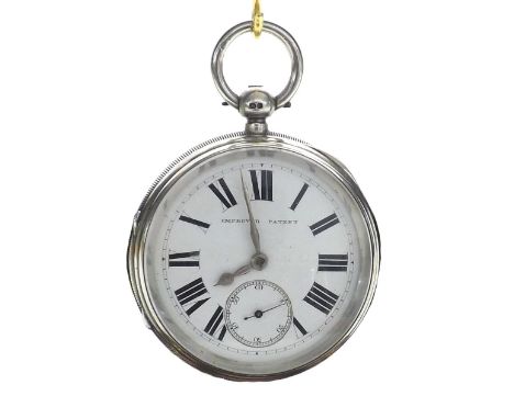 Large silver fusee lever pocket watch, Chester 1898, the movement signed J. Stone, Leeds, no. 96976, the dial branded 'Improv