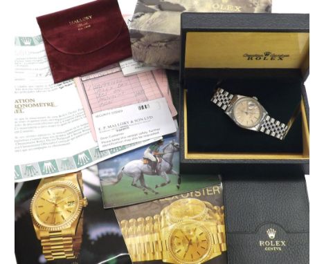 Rolex Oyster Perpetual Datejust stainless steel gentleman's bracelet watch, ref. 16220, no. U889xxx, circa 1997/98, champagne