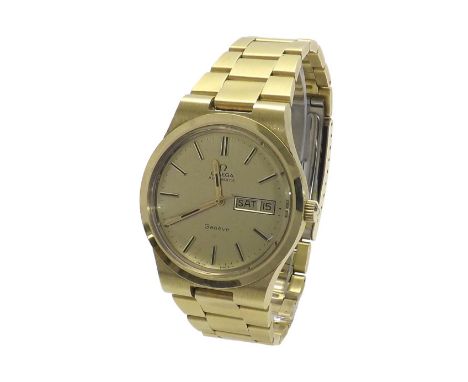Omega Geneve automatic gold plated gentleman's bracelet watch, circa 1972, ref. 166 0174, circular gilt dial with baton marke