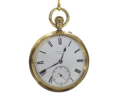 Spring detent 18ct pocket chronometer, London 1881, fusee three quarter plater movement signed James Hay, Glasgow, no. 88975,