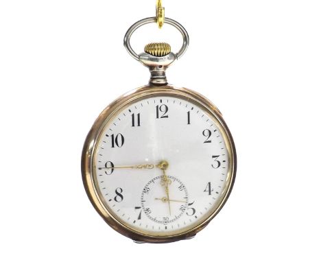 Zenith white metal (0.800) lever pocket watch, movement no. 1970290, the dial with Arabic numerals and subsidiary seconds, Lo