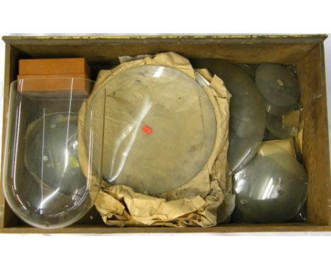Oval Perspex dome, 12" high; together with a selection of assorted clock glasses including various wall dial convex glasses