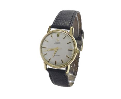 (575030070) Omega Seamaster automatic 9ct gentleman's wristwatch, circa 1963, circular silvered dial with baton markers, swee